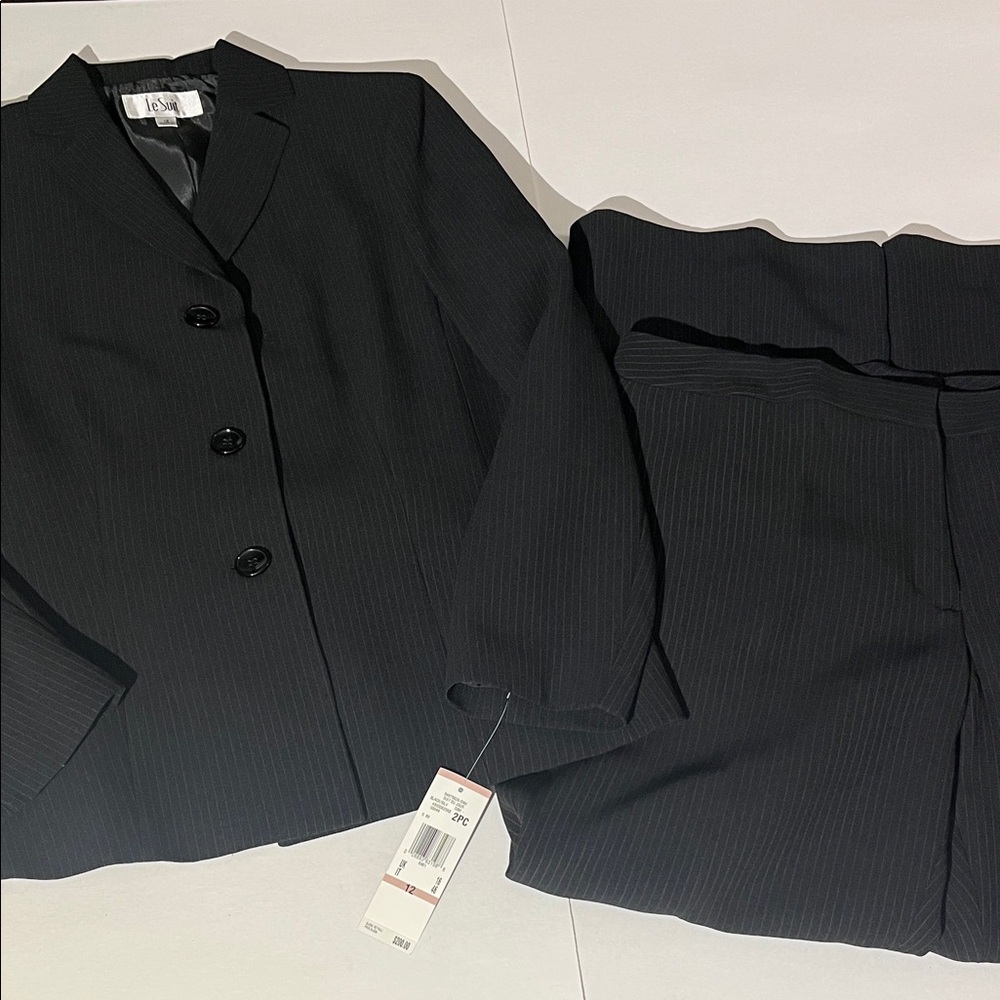 Le Suit Du Jour Two Piece Blazer Pant Set Stripes sz 12 NEW! Separates Office